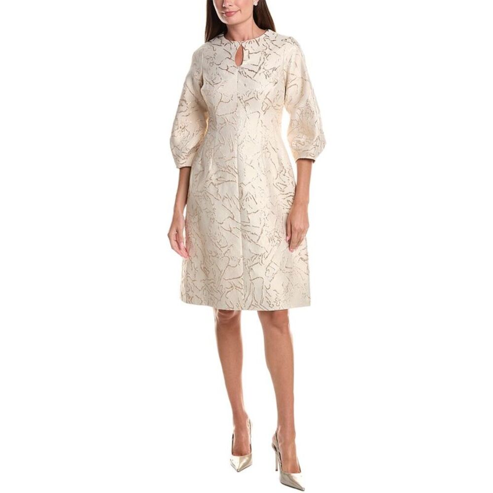 Teri Jon By Rickie Freeman Womens Jacquard Keyhole Mini Dress, Brown